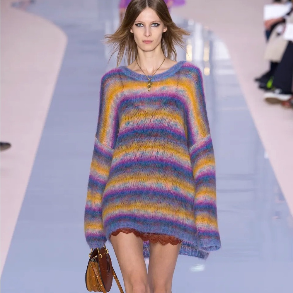 Chloé Multicolor Striped Mohair-Blend Sweater